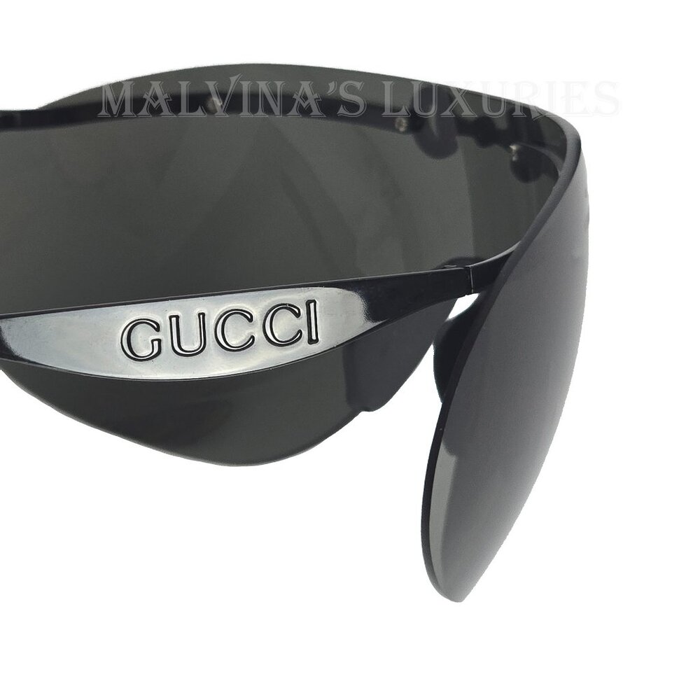 GUCCI SUNGLASSES GG1656S BLACK HORSEBIT OVERSIZED SHIELD UNISEX - Picture 12 of 15